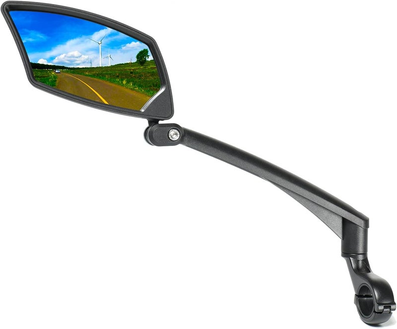 BriskMore Handlebar Bike Mirror, Scratch Resistant Glass Lens, Ajustable and Rotatable Safe Rearview Bicycle Mirror - Image 1